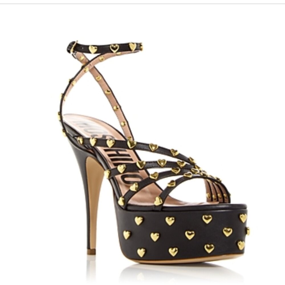 Moschino Women's Heart Stud Platform High Heel Sandals